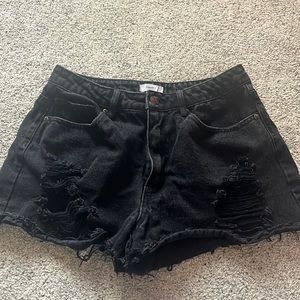 Forever 21 Distressed Black Jean Shorts